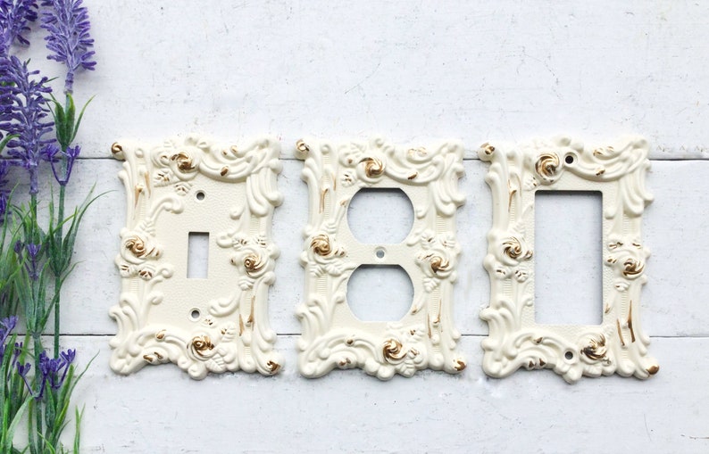 Metal Wall Decor Light Switch Cover in Shabby Whitegfi Rocker Etsy