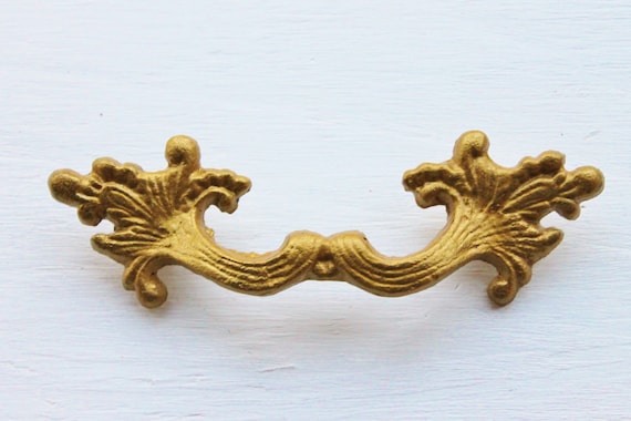 Muted Cast Iron Old Gold Cabinet Pull-French Provincial Dresser Hardware-Minimal Metallic-Modern Loft-French Chateau-