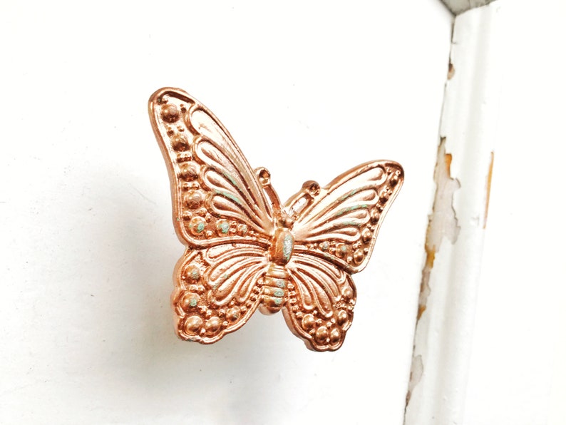 Rose Gold Butterfly Knobs Decorative Knobs Drawer Knobs Etsy