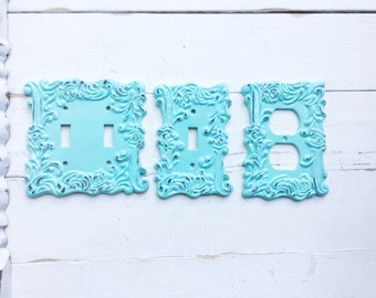 Light Switch Cover, In Shabby White, Switch Cover, Lightswitch Cover, Light Switch Cover Plates,Shabby Chic, Custom Light Switch Cover