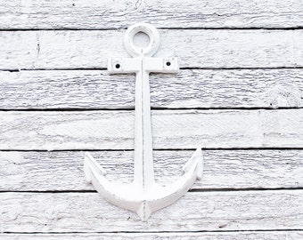 Anchor Decor-Nautical Decor-Anchor Wall Art-Nautical Anchor-Metal Anchor Nautical Decor-White Anchor, Beach House-Nautical Wall Art