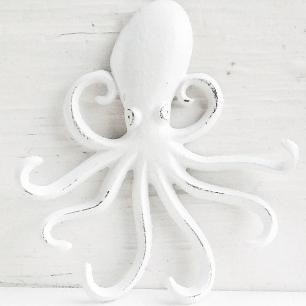 Angustiado pulpo blanco llave gancho-playa casa decoración-decoración costera-pared colgante-llave colgador-estilo al aire libre-primavera verano decoración-patio