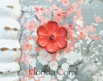 Florida Coral Flower Knobs , Shabby Chic Dresser Drawer Pulls Knob Handles ,Vintage Peach, Light Coral Knobs , Winter Coral Home Peach Metal