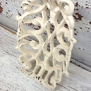Shabby Chic Cream Wedding-Cream Business Card Holder-Cast Iron-Rustic Vintage-Bathroom Decor-Retro Soap Dish- Distressed -Metal Decor-Spring image 4