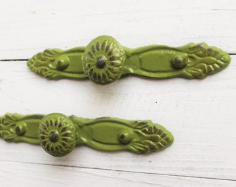 Drawer Pulls, Fig Green Drawer Pulls, Decorative Drawer Pull Handles,Shabby Chic Knobs, Dresser Drawer Pulls,Kitchen Drawer Pull,Shabby Chic