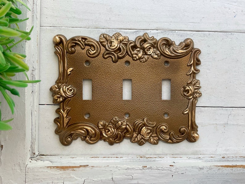 Light Switch Cover, In Muted Gold , Modern Home Decor,Lightswitch Cover, Light Switch Cover Plates, Shabby Chic, Double Rocker Switch Cover image 9