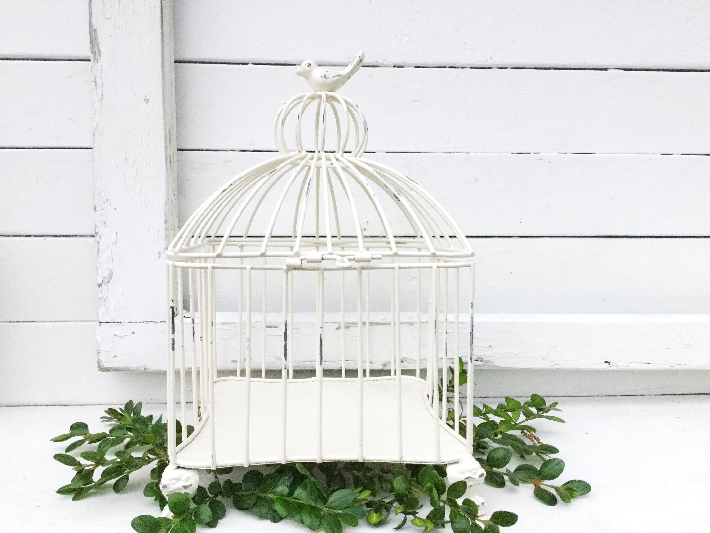 17 Hanging Birdcages for wedding centerpieces, Decorative Birdcages  wholesale - White - Wholesale Flowers and Supplies