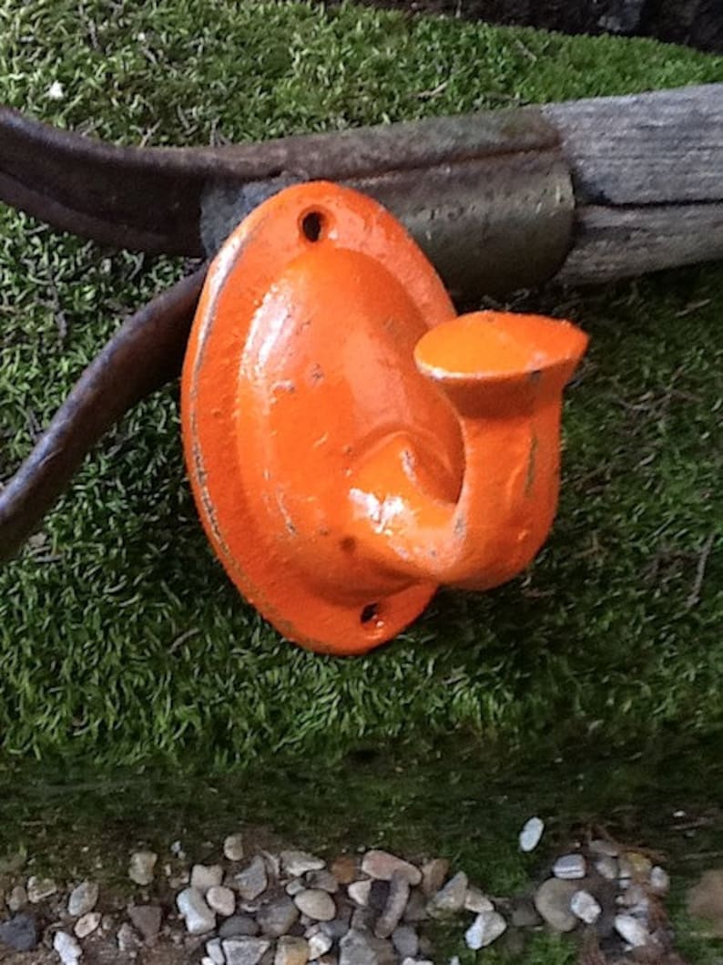 Orange Wall Hook cast Iron Bright Cast Iron Distressed Etsy