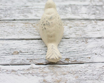 Cast Iron Bird On A Ledge-Shabby Chic Cream-Victorian Garden-Distressed-New Home-Petite Garden-Rustic-Sparrow-French Decor-Spring Home Decor