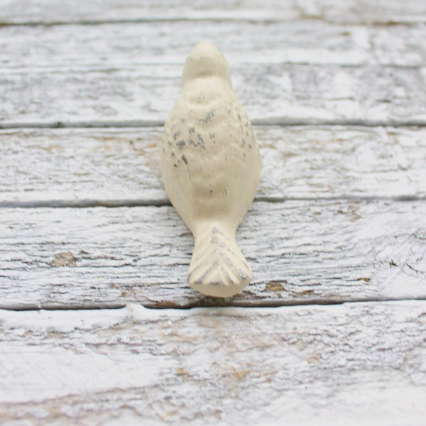 Cast Iron Bird On A Ledge-Shabby Chic Cream-Victorian Garden-Distressed-New Home-Petite Garden-Rustic-Sparrow-French Decor-Spring Home Decor