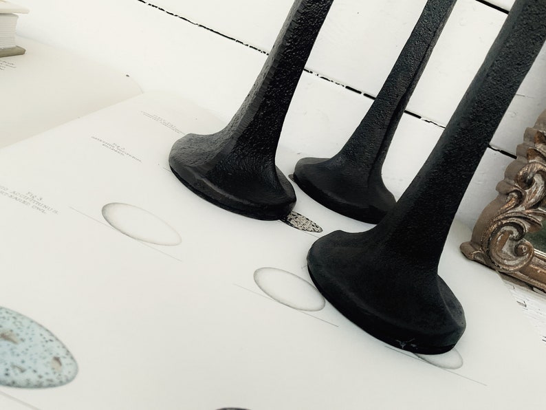 Tall Black Cast Iron Taper Candlestick Holders Set of 3 Hand Forged ...