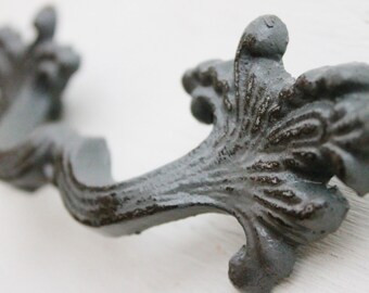 Modern Grey Cast Iron Cabinet Pull-French Provincial Dresser Hardware-Modern French-Ornate Pulls-Kitchen Fixture-Spring Home Decor-Classic