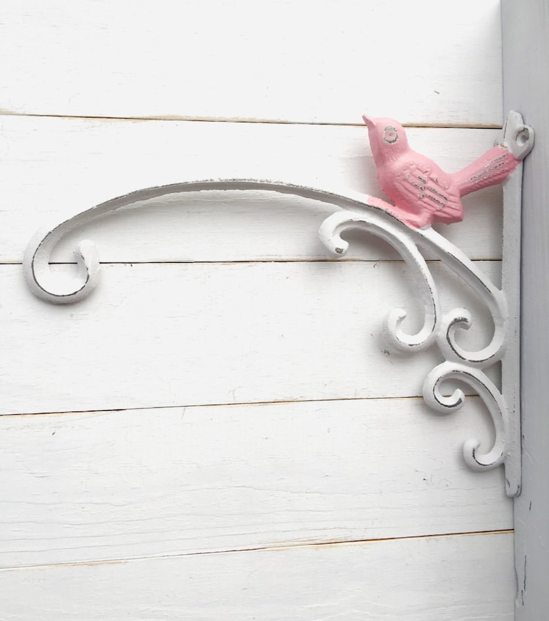 Cast Iron Bird Plant Hangers-French Garden Decor Plant Hook-Wall Bracket Hook With Bird-Hangling Plant Holder Shabby Bird Wedding Decor image 1