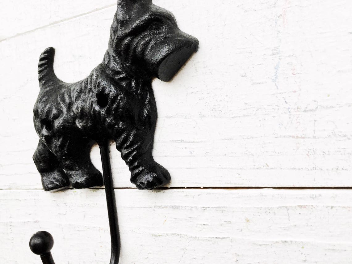 Jet Black Dog / Scottie Dog Wall Hook / Modern Dog / Cast Iron Etsy
