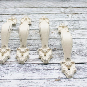Cream Metal Cabinet Pulls-Creamy Ivory White Knobs-Industrial Drawer Pull-Decorative Knob- 5 1/4 Center  to Center