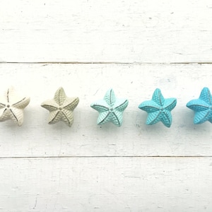 Starfish Drawer Knob In PASTELS Shabby Chic Distressed Metal-Sea Glass Blue Seaside Cottage-Nautical Childrens Room-Coastal Bathroom Bild 1