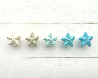 Starfish Drawer Knob In PASTELS  Shabby Chic Distressed Metal-Sea Glass Blue -Seaside Cottage-Nautical Childrens Room-Coastal Bathroom