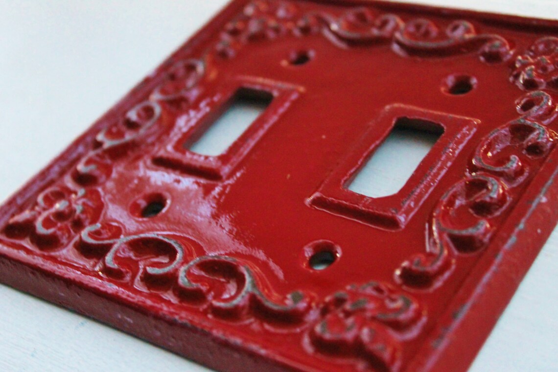 Black Double Light Switch CoverPlate Cast IronFleur De Etsy