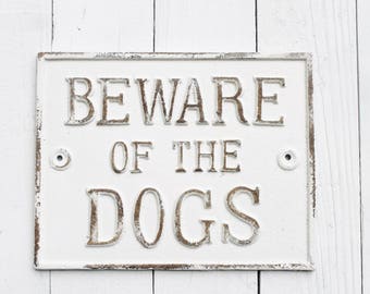 Beware of Dog Cast Iron Sign,Gate Decor,Plaque,Pet Gifts,Metal Sign,I Love My Dog,Wall Decor,Antique,Home and Garden,Funny Signs,Barn House