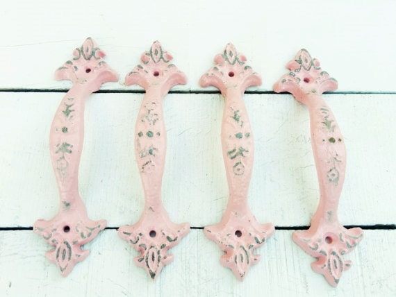 pink dresser pulls Blushing Pink Cabinet Hardware Knobs Pulls-distressed-pale Pink-metal-drawer Knobs-rustic Chic-autmn Fall Home-baby Nursery-rose-kitchen