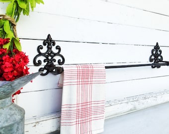 Rustic Towel Bar , Kitchen Towel Holder , Hand Towel Holder , Bath Bathroom Towel Holder , Shabby Chic Bathroom , Red Kitchen Decor , Chippy