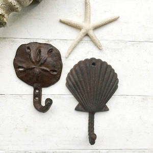 Sand Dollar Hook Nautilus Hook Starfish Hook Nautical Beach Decor Coastal Decor Towel Hook Seaside Bathroom Beach Towel Hook Nautical Hooks