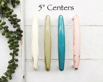 Cabinet Knobs Pulls , Cabinet Pulls 5 " Centers 128 mm Unique Pulls Shabby Chic Drawer Pulls ,Cabinet Hardware , Chippy Pink