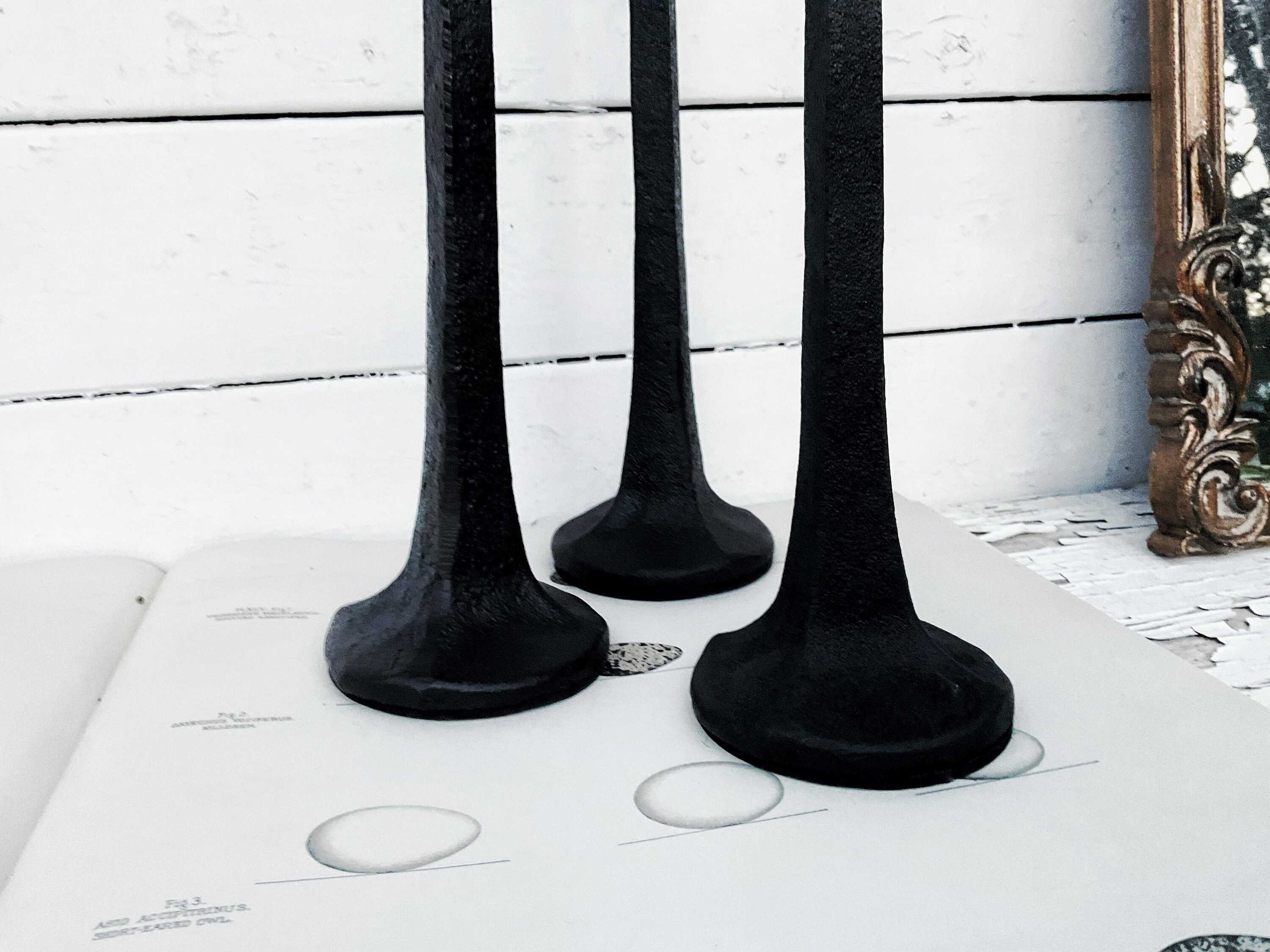 Tall Black Cast Iron Taper Candlestick Holders Set of 3 Hand Forged ...