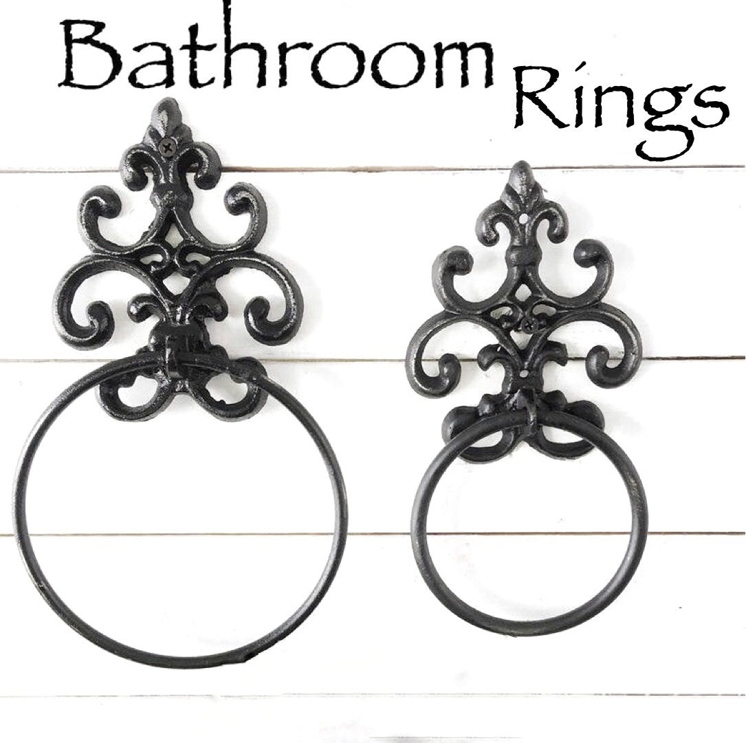 Old World Cast Iron Towel Holder Shabby Chic Rustic Etsy