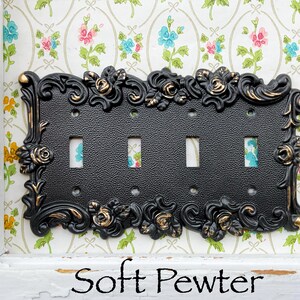 Quad Light Switch Cover Antique Bronze Light Switch Plate Victorian Black Gold Decor Boudoir Studio Decor Art Deco Bathroom Victorian Decor