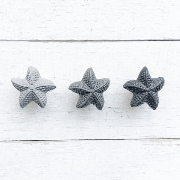 Nautical Beach Decor ,Dresser Pull-Cabinet Pulls-Gray Starfish Knobs-Distressed Grey Metal-Beachy Decor ,Nautical Nursery,Rustic Chic Home