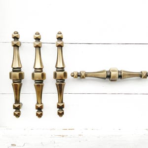 Vintage Brass Metal Cabinet Pulls-Distressed Retro Knobs-Industrial Drawer Pull-Decorative Knob- 4 1/4 Center  to Center , Kitchen Cabinets