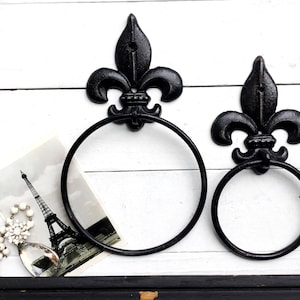 Old World ,Cast Iron Towel Holder , Victorian Black Bathroom Decor Distressed, Bathroom Fixture ,Scroll Cast Iron, Bathroom Accessories Fall