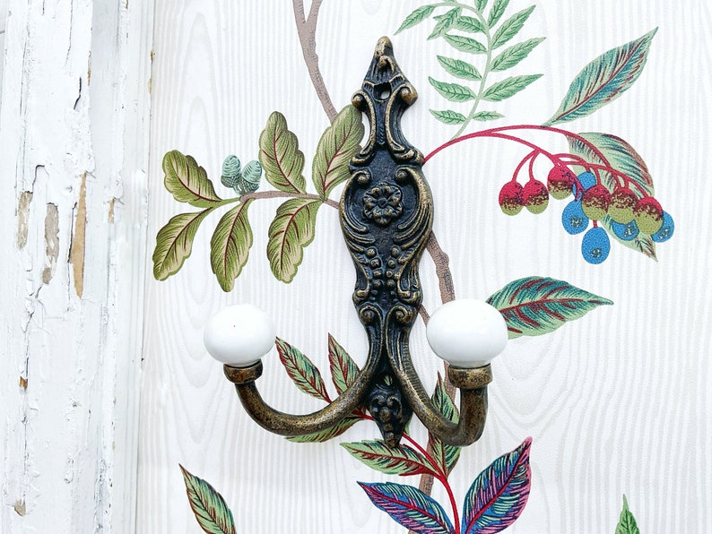 Shabby Chic Iron Wall Hook In Shabby White Coat Key Hook , Rustic Chic Girls Hook , Cottage Style Jewelry Holder Hanger Chippy Antique White image 8