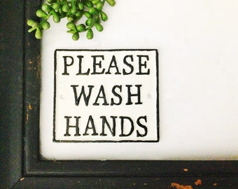 Wash Your Hands Sign  Petite Bathroom Decor, Please Wash Your Hands Sign,Cast Iron Sign, Bath Decor Sign, Wash Hands Sign Kitchen Decor Sign