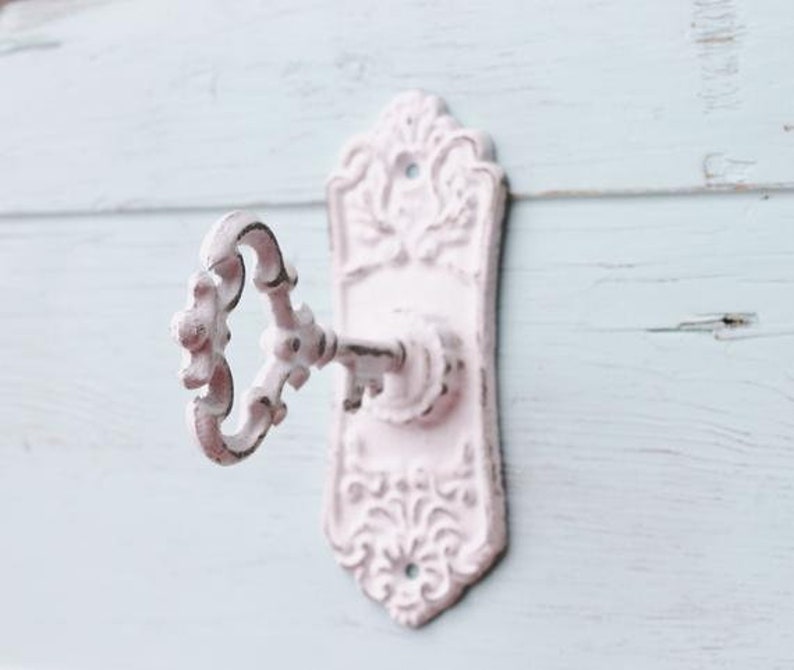 Shabby Chic Door-Skeleton Key Hook-Back Plate-Jewelry Holder-Rustic-Curtain Tie Backs-Antique Inspired-Towel Holder-French Decor-Paris Home image 2