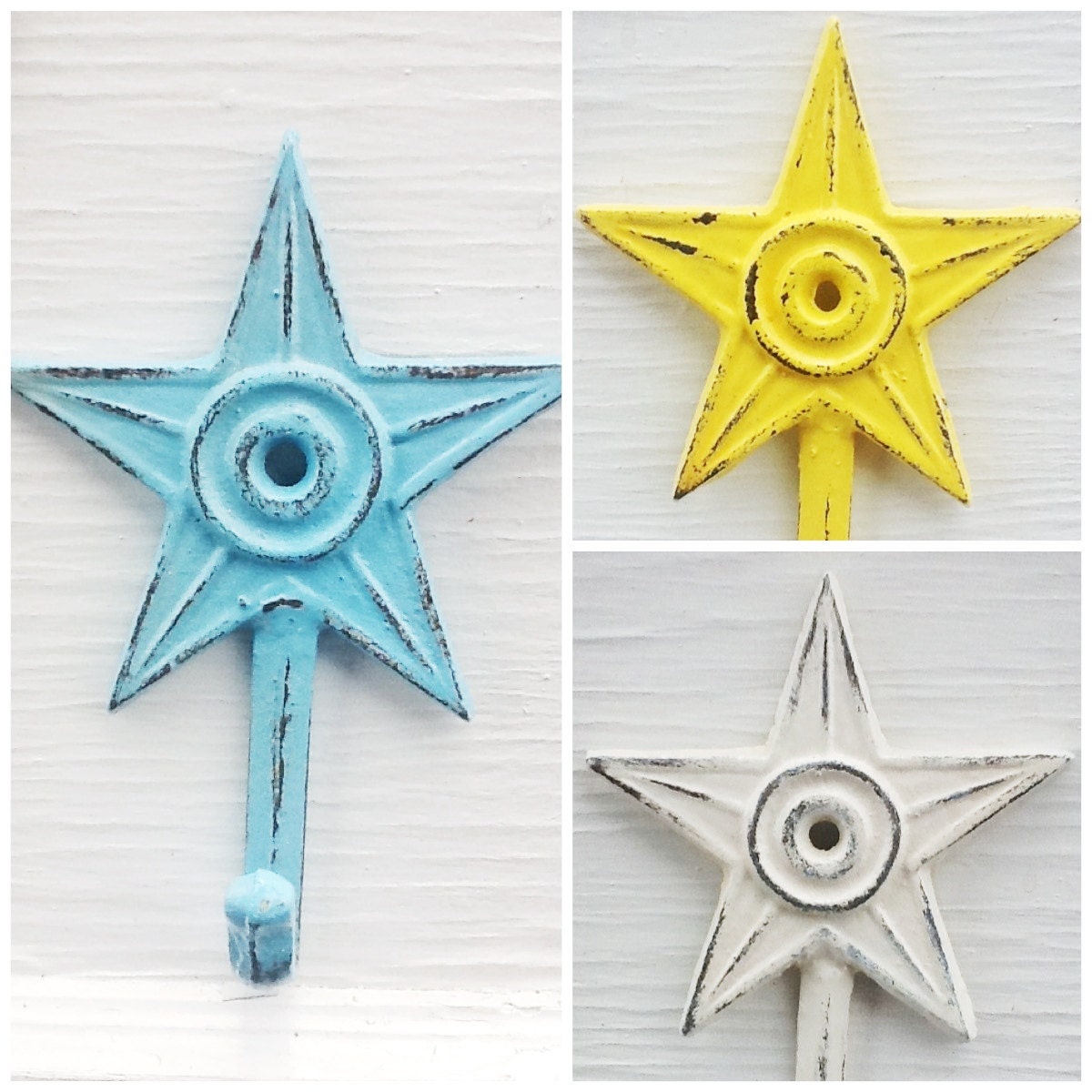 Star Wall Hooks Colorful Cast Iron small Daintyset of Etsy
