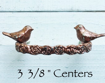 Vintage Style Knobs,Washed Penny , 3 3/8 Centers Copper Knobs, Drawer Knobs, Rose Knobs, Dresser Knobs,Unique Cabinet Knobs, Home and Garden