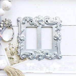 Double Rocker GFI in Shabby White Switch Cover, Lightswitch Cover, Light Switch Cover Plates,Shabby Chic,Custom Light Switch Coverl