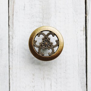 Shabby White Knobs Kitchen Cabinet Pulls , Painted Knobs ,Filigree Style , Furniture Dresser ,Bathroom Drawer , Fall Home, French Cottage image 3