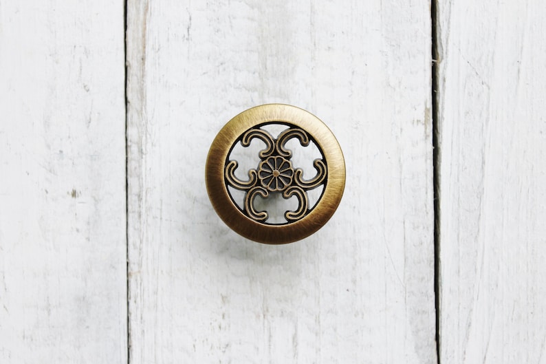 Shabby White Knobs Kitchen Cabinet Pulls , Painted Knobs ,Filigree Style , Furniture Dresser ,Bathroom Drawer , Fall Home, French Cottage image 3