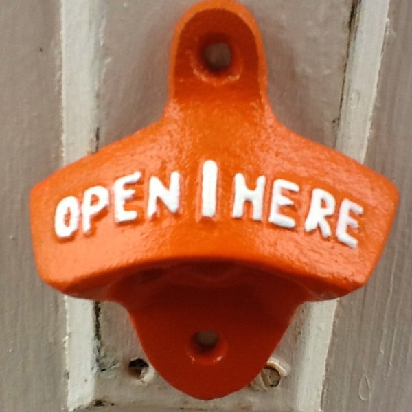 Abridor de botellas de color naranja brillante, de hierro fundido brillante, estilo shabby chic, decoración de cocina retro, paquete de 6, amapola de California, decoración de pared de metal, patio, otoño