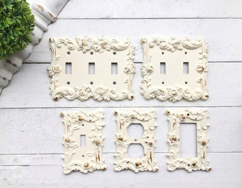 Light Switch Cover, In Muted Gold , Modern Home Decor,Lightswitch Cover, Light Switch Cover Plates, Shabby Chic, Double Rocker Switch Cover image 6