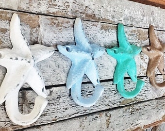 One Starfish Cast Iron Metal- Pick Your Color - READ LISTING DETAILS - Beach House-Nautical Wall Hook-Towel Hanger-Lake House