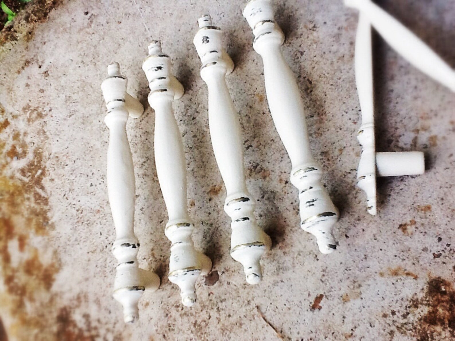 Creamy Ivory White Finial Door Pullsdistressedpetite Etsy