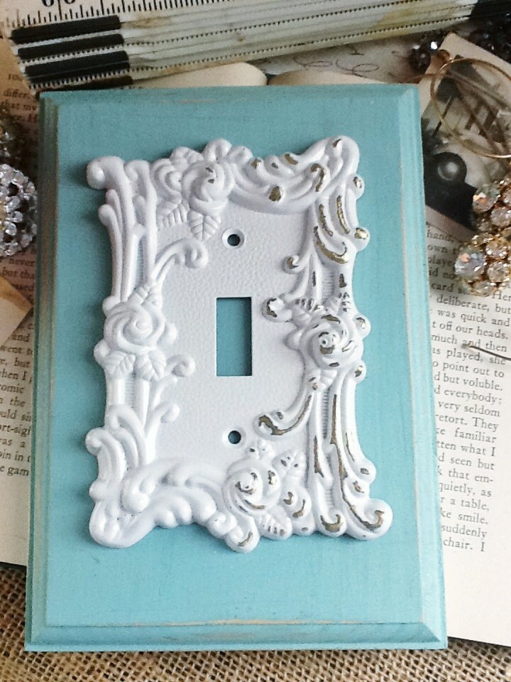 Metal Wall Decorlight Switch Coverin White Shabby Etsy