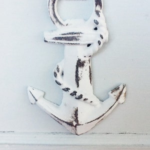 Beach Decor Anchor Bottle Opener -Shabby Distressed White Or PICK YOUR COLOR-Cast Iron-Seaman-Beer Opener-Unique Gift-Ocean Sea -