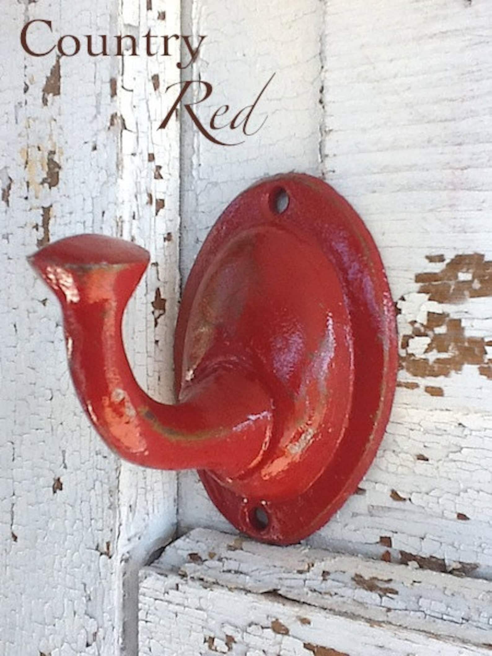 Country Red Wall Hookrustic Cast Iron Dog Leash Holder Etsy