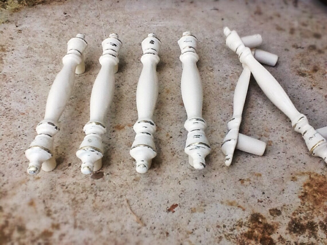 Creamy Ivory White Finial Door Pullsdistressedpetite Etsy