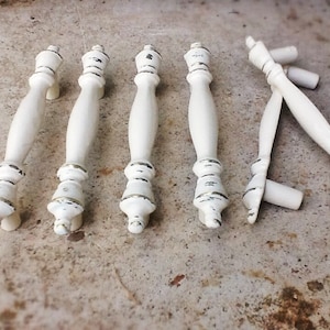 Creamy Ivory White Finial Cabinet Door Pulls-Distressed-Petite Drawer Handle-Spring Home Decor-Cupboard-French Decor-Knobs 3 inch mounting